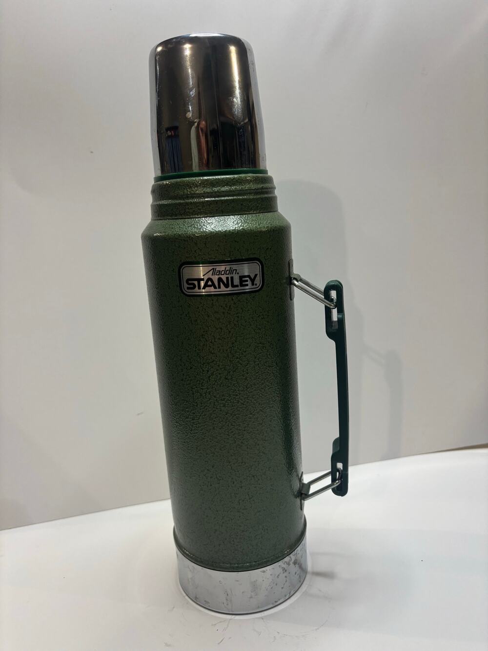 Vintage Aladdin Stanley Green Thermos Bottle Original Cup Handle A-944DH Quart